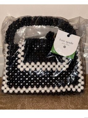 kate spade Black and White Beaded Mini Top-Handle Bag